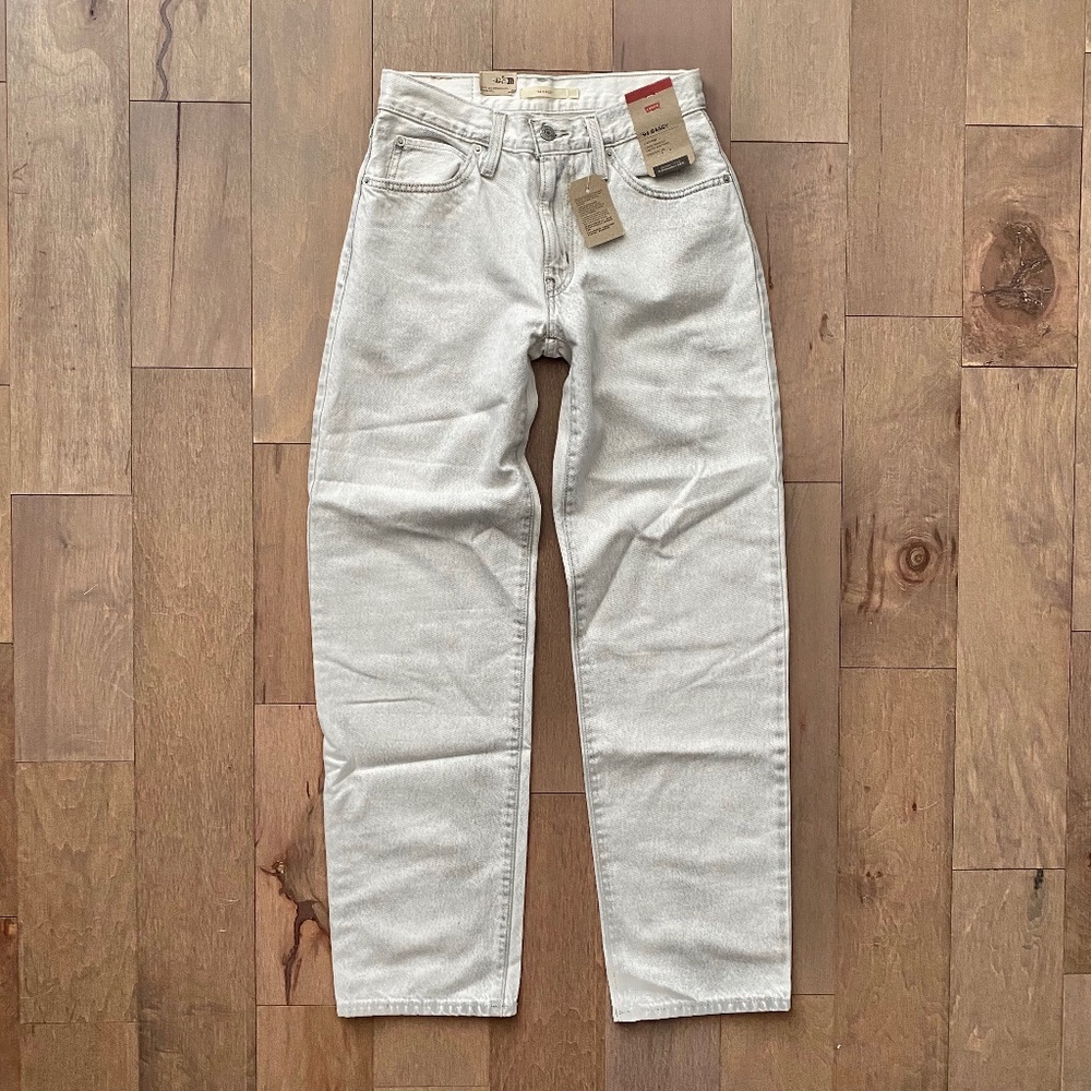 Levi's Women's Nwt '94 Baggy Mid Rise Straight Leg Bleached Noir Denim Jeans 25